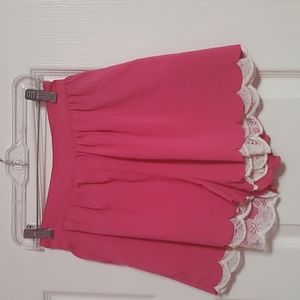 Pink shorts with white lace